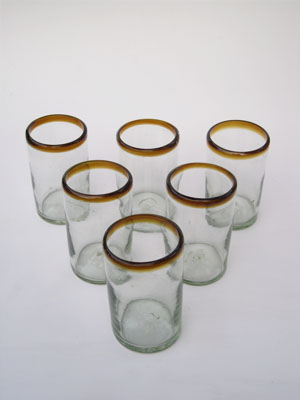 Wholesale MEXICAN GLASSWARE / 'Amber Rim' drinking glasses  / These handcrafted glasses deliver a classic touch to your favorite drink.